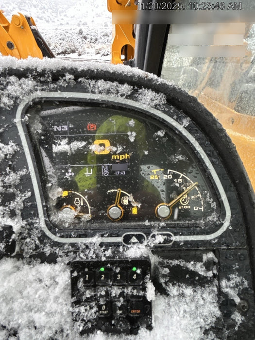 2019 JCB 510-56 74 HP w/Open ROPS, Beacon, Aux Hydraulics, Worklights, Solid Tires w/60" Carriage/Forks