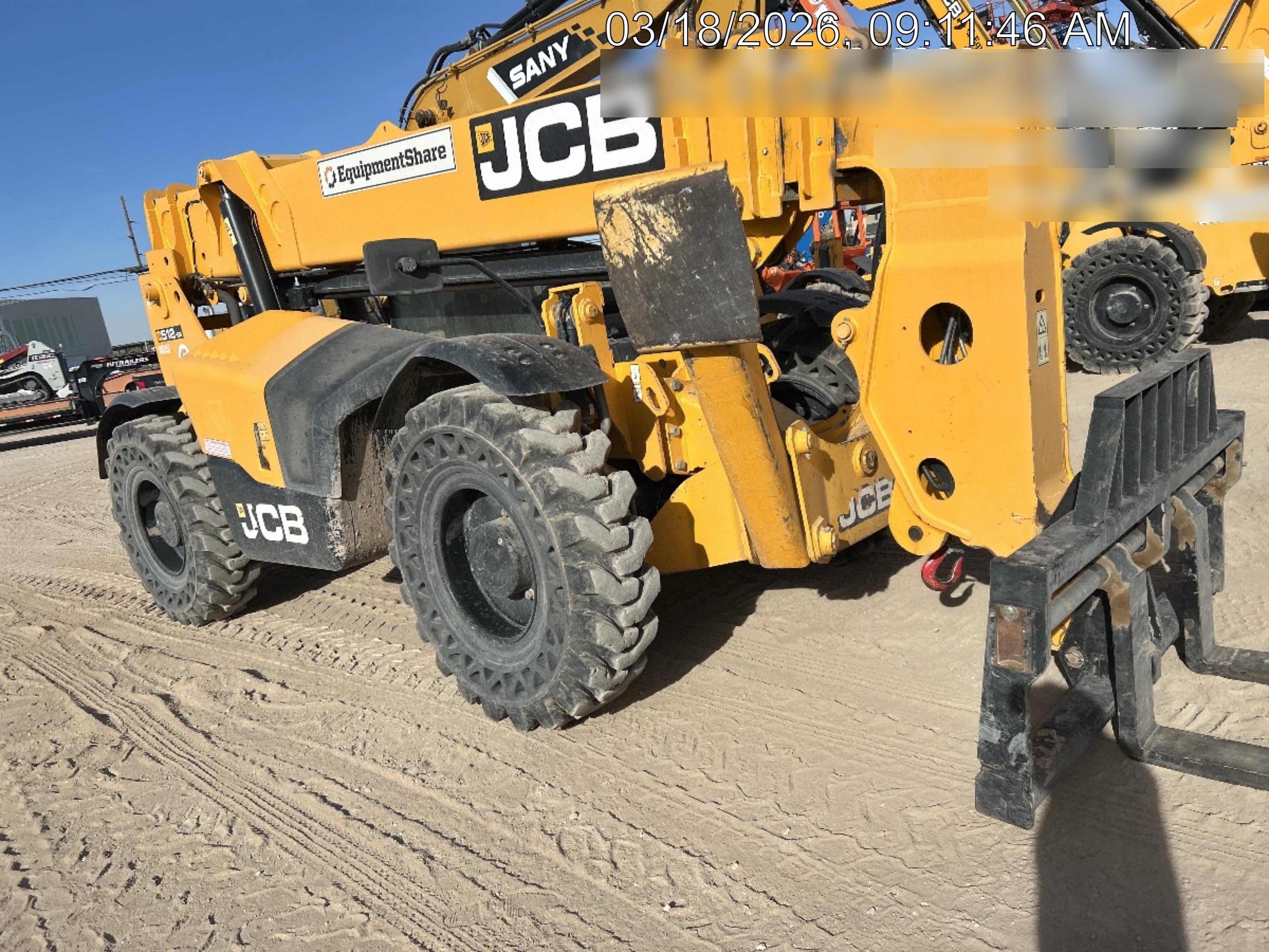 2020 JCB 512-56 Canopy, 74Hp, Solid Tires, Work Lights, Beacon, Aux Hydraulics, Back up Alarm, Lifting Eye, ES Decals