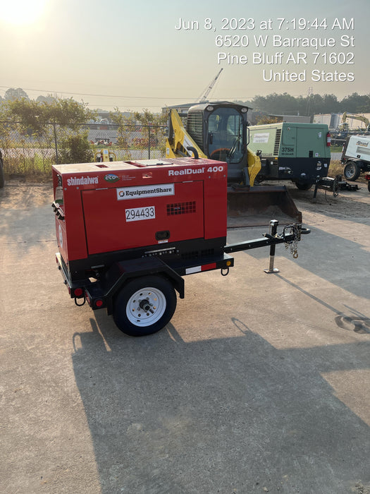2023 Shindaiwa DGW400MDL Kubota D902 Engine, 23 HP, Dual Op Welder, Wire, Arc, Droop Stick, Tig, and CC Stick Functionality, Simulphase, 3 Phase and 1 Phase Gen Output, Single Axle NB Trlr, Slr Trckl Chrg 12V 12W, Fire Ext