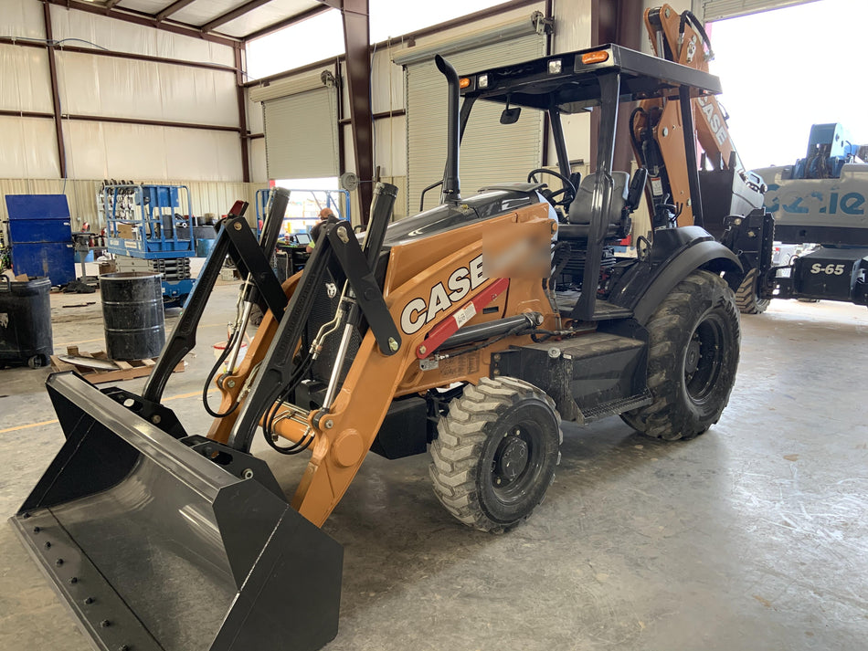 2019 Case 580N EP Canopy, 4WD, 1-Way Aux Hydraulics, Pilot Controls, Ride Control and Loader Aux Hydraulics, 900 LB. Front CWT, 82" HD LONG LIP (1 CU. YD.) W/BOCE AND LIFT EYES, FLIP OVER/STABILIZER PADS COMB