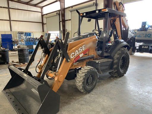 2019 Case 580N EP Canopy, 4WD, 1-Way Aux Hydraulics, Pilot Controls, Ride Control and Loader Aux Hydraulics, 900 LB. Front CWT, 82" HD LONG LIP (1 CU. YD.) W/BOCE AND LIFT EYES, FLIP OVER/STABILIZER PADS COMB
