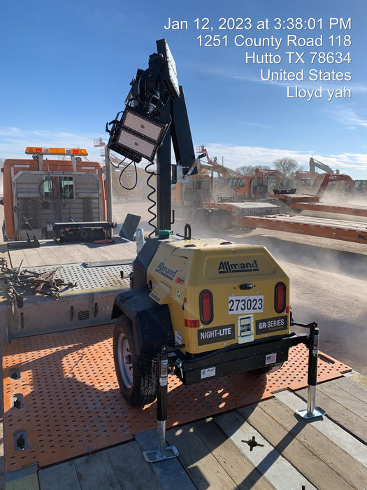 2022 Allmand NLV3GR (4) LED Light Fixture 350W, 23' Vertical Mast, 3kW Prime, Towable, ES Decals, T3