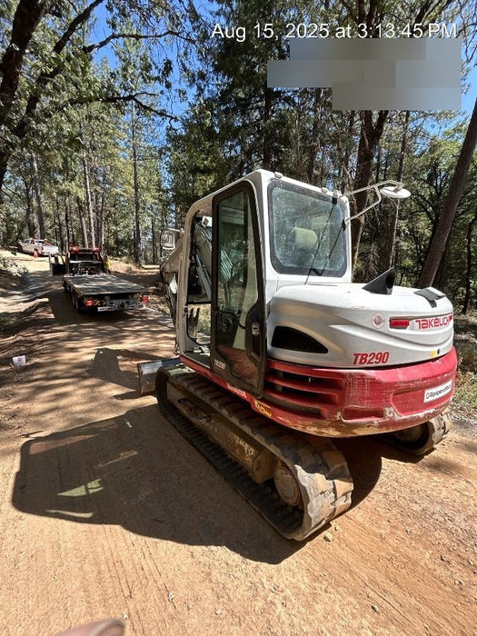 2019 Takeuchi TB290 Cab/Heat/AC Rubber tracks, Dozer blade, Travel alarm, Auxiliary hydraulics Manual QC, Hydraulic thumb, 18", 24", and 36" Buckets