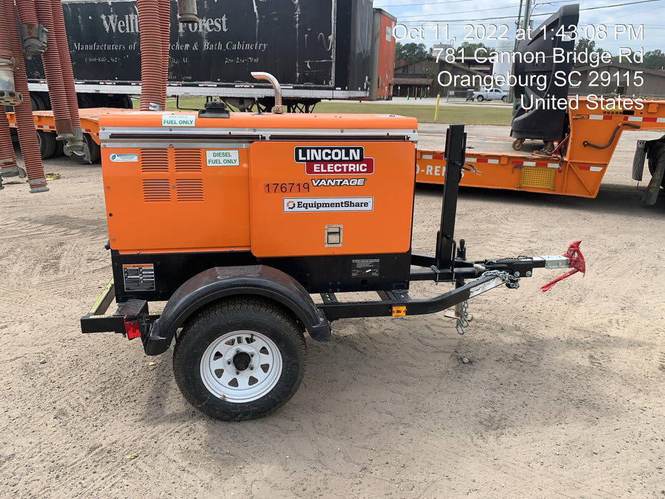 2021 Lincoln Electric Vantage 322 Vantage 322 Ready Pak 3 w/ Decals, ORANGE (includes trailer, cable rack, fender light kit) NO Telematics