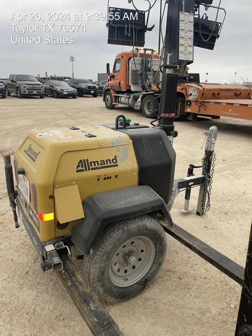 2022 Allmand NLV3GR (4) LED Light Fixture 350W, 23' Vertical Mast, 3kW Prime, Towable, ES Decals, T3