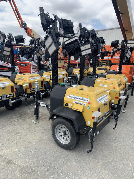 2021 Allmand NLV3GR (4) LED Light Fixture 350W, 23' Vertical Mast, 3kW Prime, Towable, Deep Sea L401, Leveling Jacks, Yanmar T4F 5.8hp