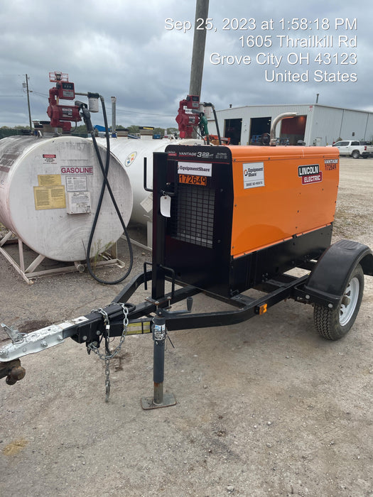 2021 Lincoln Electric Vantage 322 Vantage 322 Ready Pak 3 w/ Decals, ORANGE (includes trailer, cable rack, fender light kit) NO Telematics