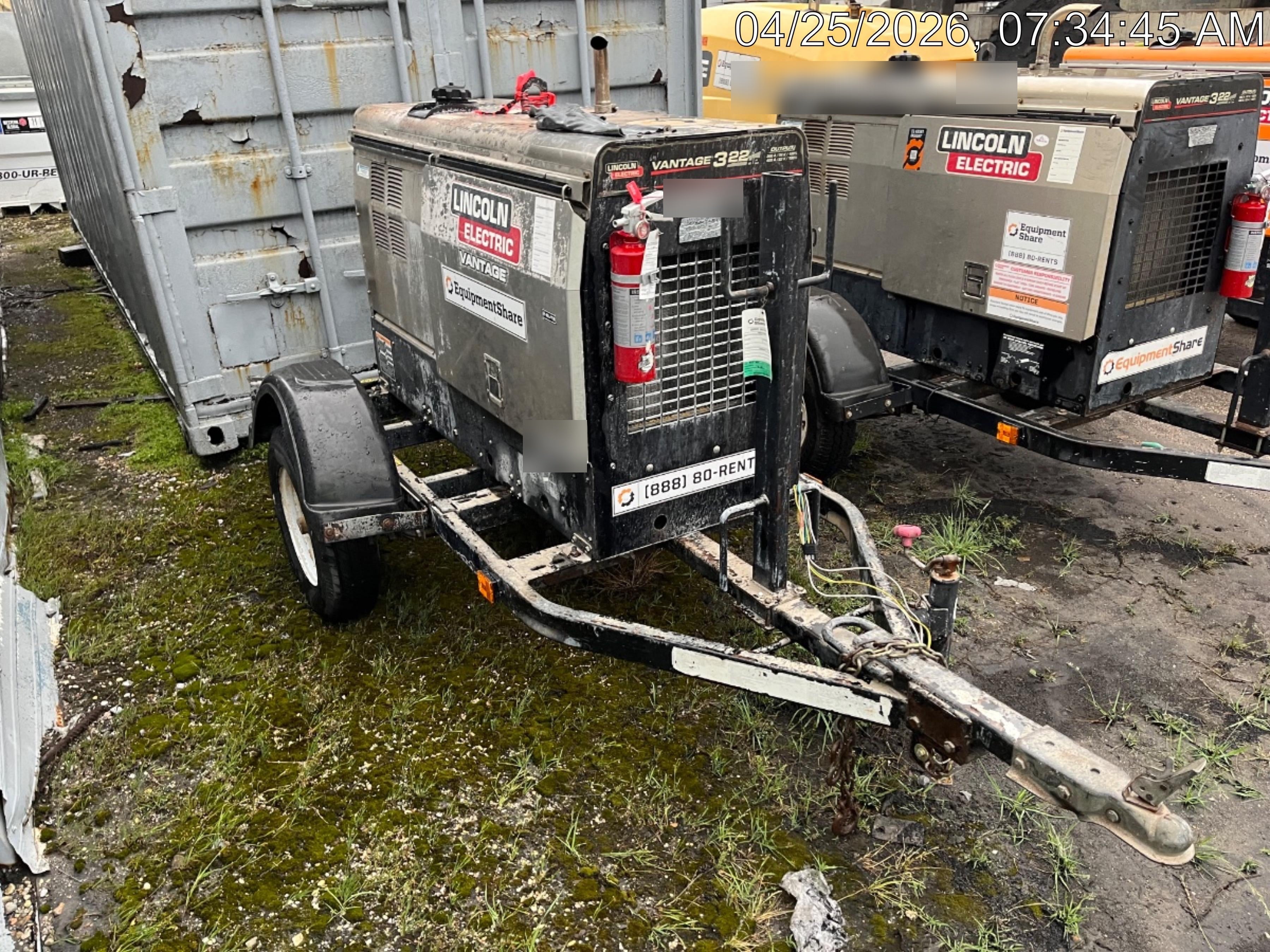 2019 Lincoln Electric Vantage 322 Welder Ready-Pak 3, Two wheel trailer, Fender and Light kit, Cable Rack