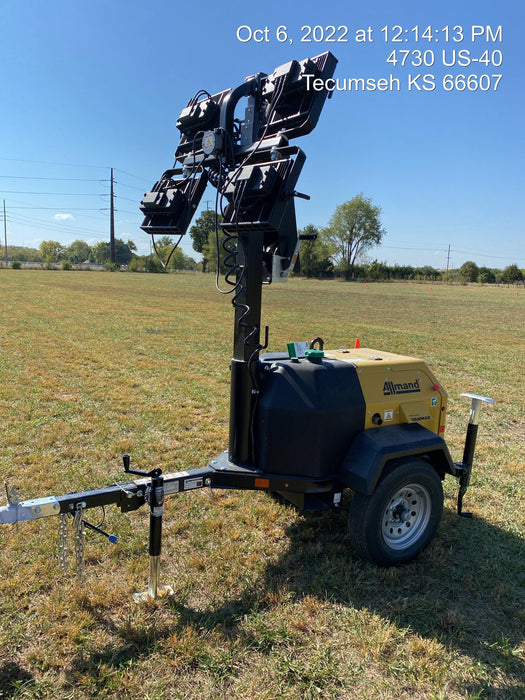 2022 Allmand NLV3GR (4) LED Light Fixture 350W, 23' Vertical Mast, 3kW Prime, Towable, ES Decals, T3