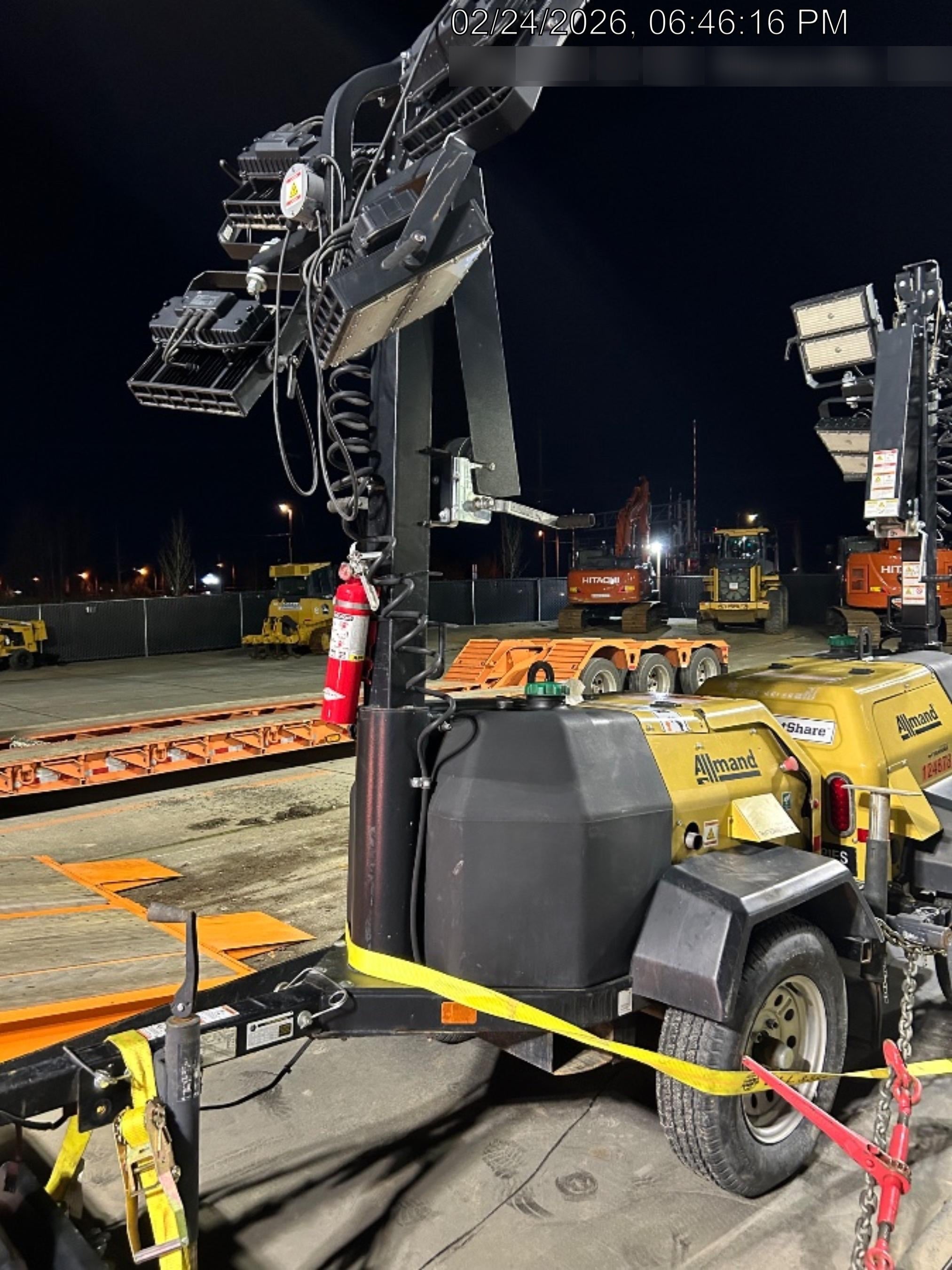 2020 Allmand NLV3GR (4) LED Light Fixture 350W, 23' Vertical Mast, 3kW Prime, Towable, Deep Sea L401, Leveling Jacks, Yanmar T4F 5.8hp