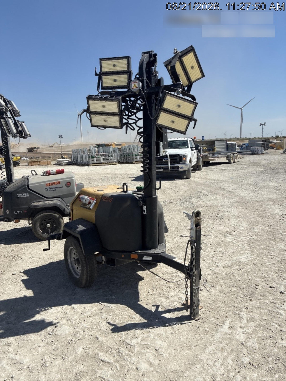2022 Allmand NLV3GR (4) LED Light Fixture 350W, 23' Vertical Mast, 3kW Prime, Towable, Deep Sea L401, Leveling Jacks, Yanmar T4F 5.8hp