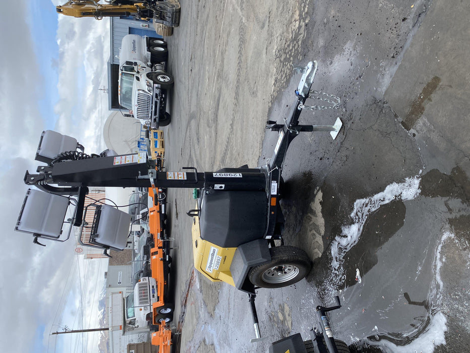 2021 Allmand NLV3GR (4) LED Light Fixture 350W, 23' Vertical Mast, 3kW Prime, Towable, Deep Sea L401, Leveling Jacks, Yanmar T4F 5.8hp