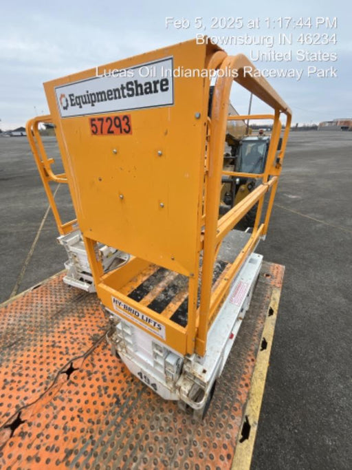 Custom Equipment HB-1430 <ul>
 <li>Hy-Brid Scissor Lift</li>
  <li>Platform capacity up to 670 lbs.</li>
  <li>Working height up to 20 ft</li>
  <li>Weighs under 1,700 lbs.</li>
  <li>Non-marking wheels </li>
</ul>