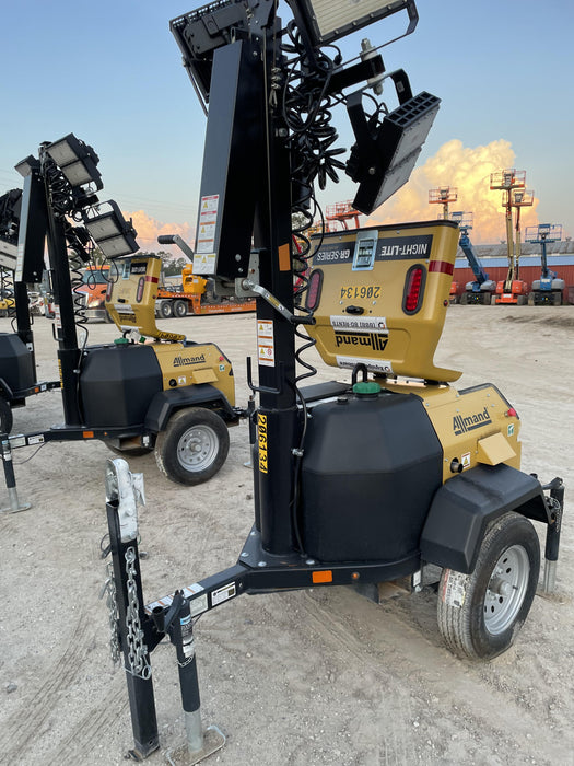 2022 Allmand NLV3GR (4) LED Light Fixture 350W, 23' Vertical Mast, 3kW Prime, Towable, Deep Sea L401, Leveling Jacks, Yanmar T4F 5.8hp