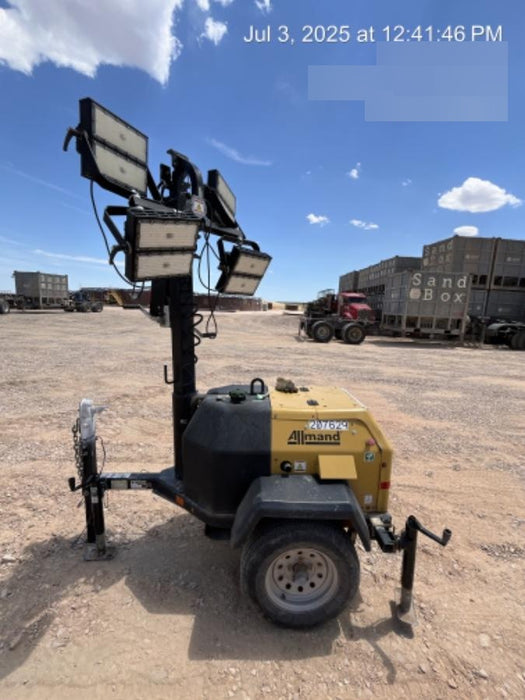 2022 Allmand NLV3GR (4) LED Light Fixture 350W, 23' Vertical Mast, 3kW Prime, Towable, Deep Sea L401, Leveling Jacks, Yanmar T4F 5.8hp