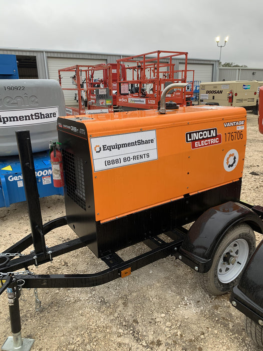 2021 Lincoln Electric Vantage 322 Vantage 322 Ready Pak 3 w/ Decals, ORANGE (includes trailer, cable rack, fender light kit) NO Telematics