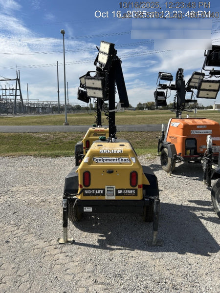 2022 Allmand NLV3GR (4) LED Light Fixture 350W, 23' Vertical Mast, 3kW Prime, Towable, Deep Sea L401, Leveling Jacks, Yanmar T4F 5.8hp