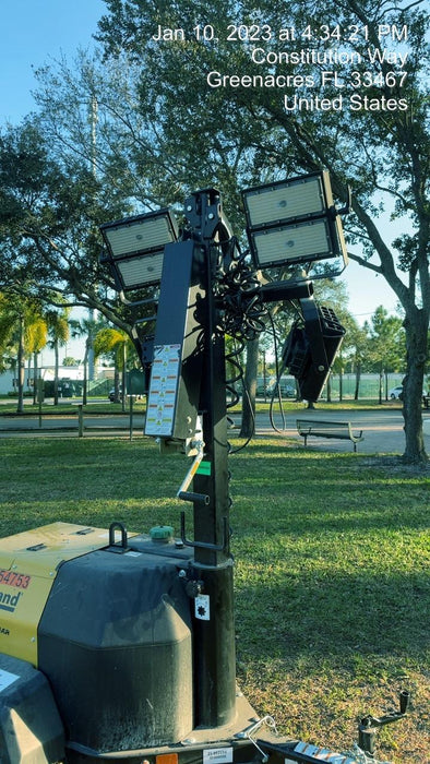 2022 Allmand NLV3GR (4) LED Light Fixture 350W, 23' Vertical Mast, 3kW Prime, Towable, ES Decals, T3