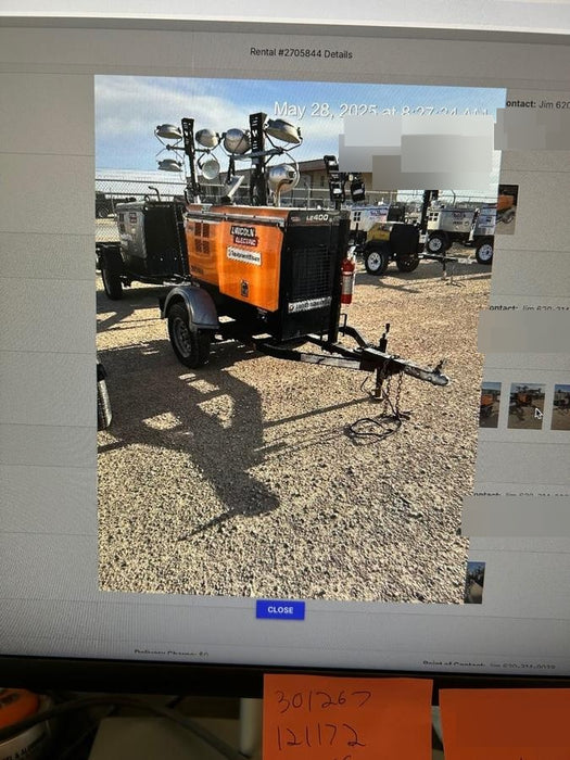 2022 Lincoln Electric LE400 Kubota V1505, Trlr, Cable Rack, Light Kit, ES Decals, T3