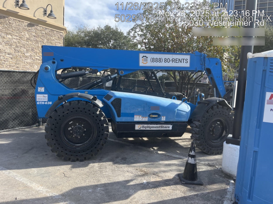 2019 Genie GTH-636 Canopy, Solid RT Tires, LED Work Lights, Beacon 60" QA Carriage, 48" Forks