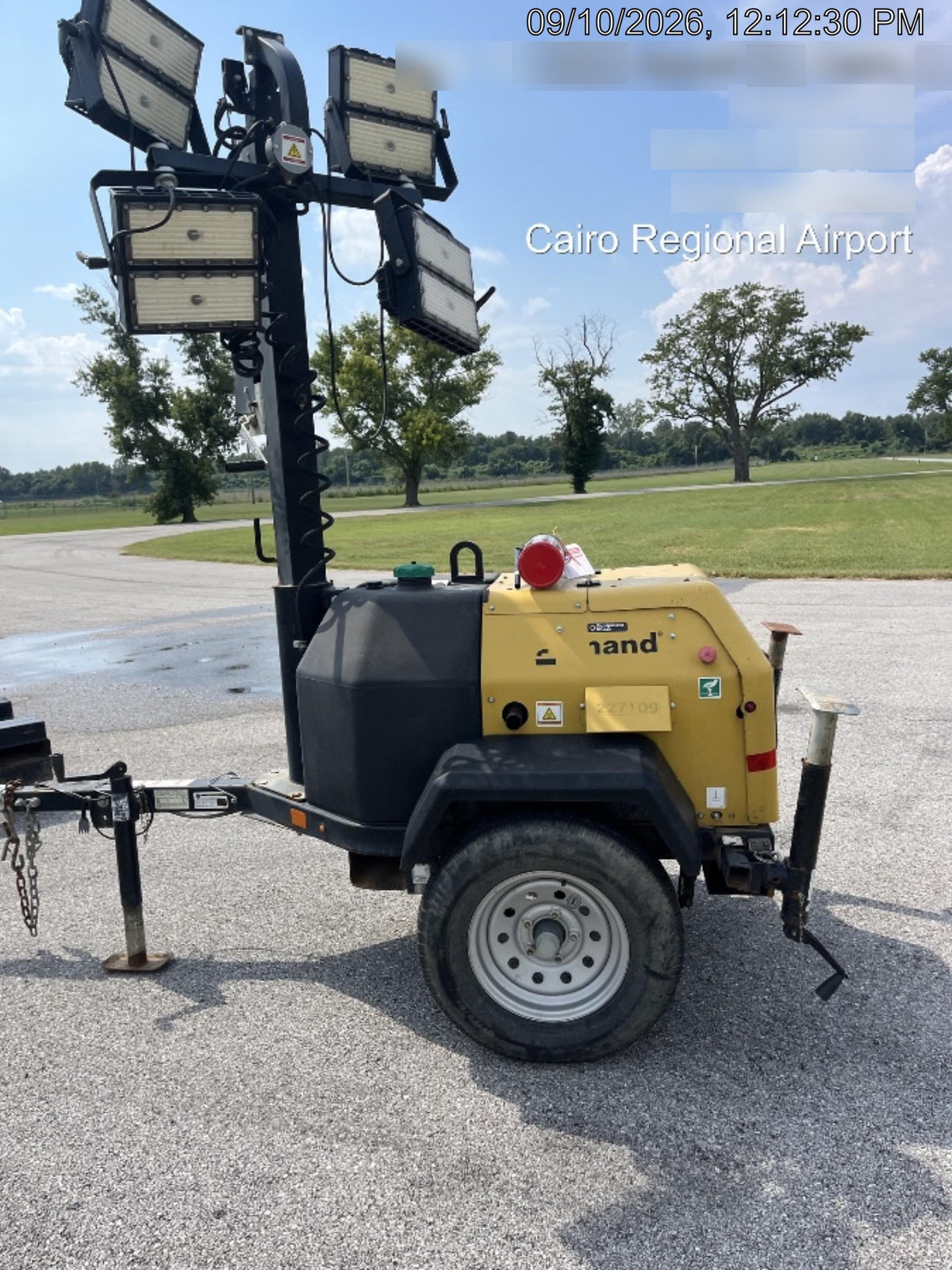 2022 Allmand NLV3GR (4) LED Light Fixture 350W, 23' Vertical Mast, 3kW Prime, Towable, Deep Sea L401, Leveling Jacks, Yanmar T4F 5.8hp