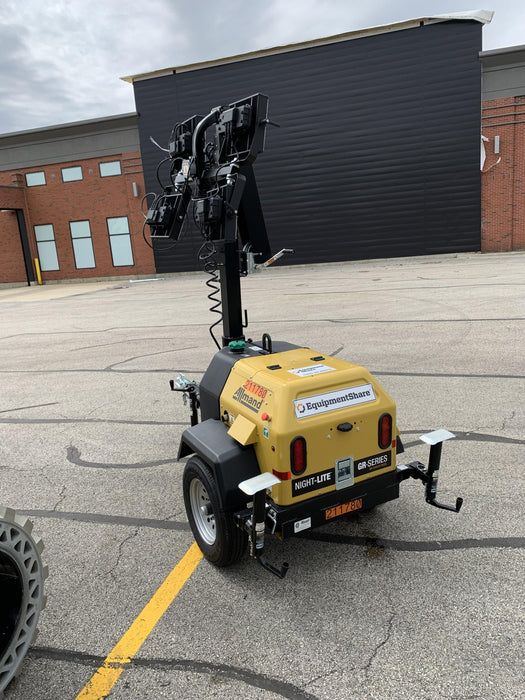 2022 Allmand NLV3GR (4) LED Light Fixture 350W, 23' Vertical Mast, 3kW Prime, Towable, Deep Sea L401, Leveling Jacks, Yanmar T4F 5.8hp