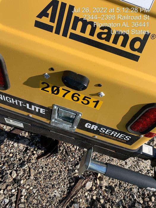 2022 Allmand NLV3GR (4) LED Light Fixture 350W, 23' Vertical Mast, 3kW Prime, Towable, Deep Sea L401, Leveling Jacks, Yanmar T4F 5.8hp