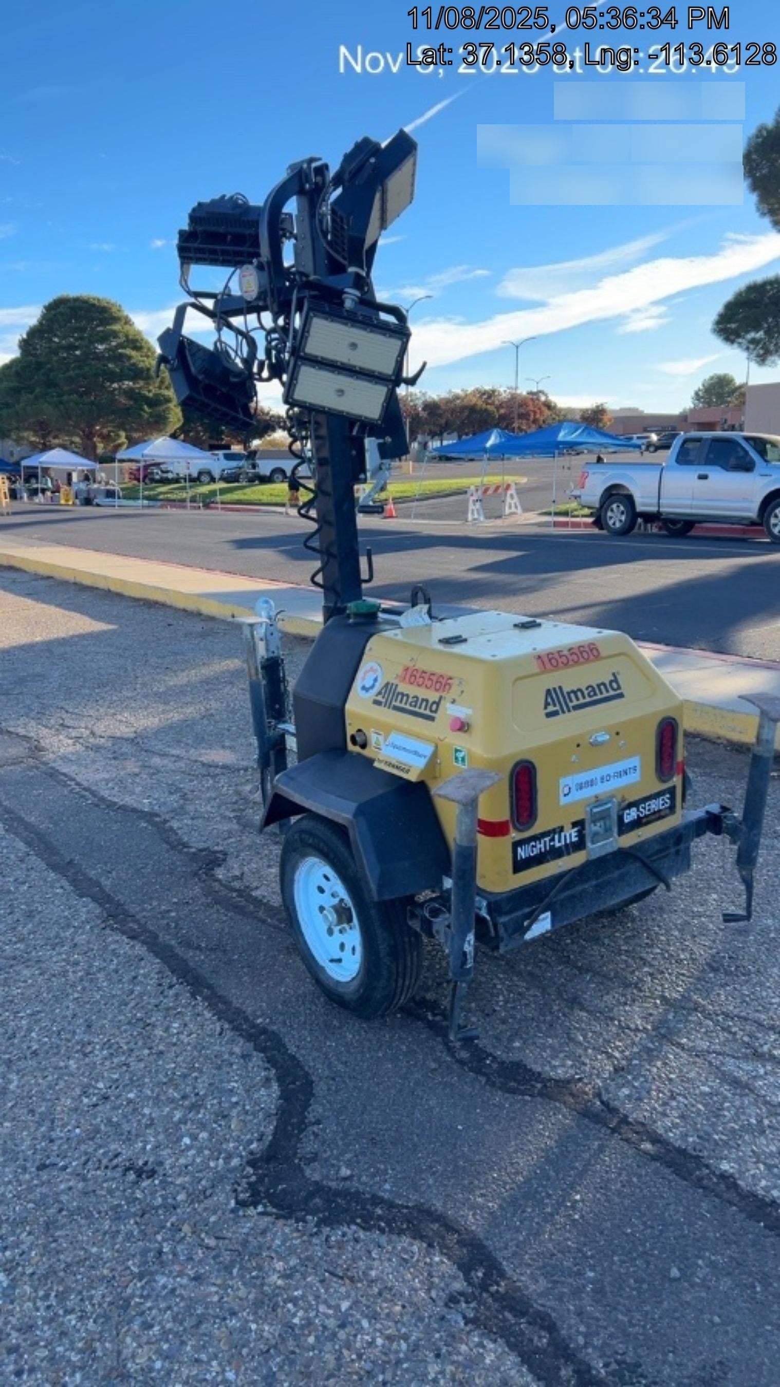 2021 Allmand NLV3GR (4) LED Light Fixture 350W, 23' Vertical Mast, 3kW Prime, Towable, Deep Sea L401, Leveling Jacks, Yanmar T4F 5.8hp