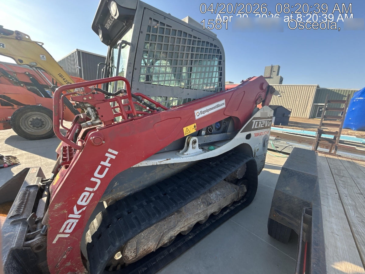 2018 Takeuchi TL12V2C Takeuchi TL12V2C Cab Skid Steer Track Loader, 80" HD dirt bucket with 9 teeth