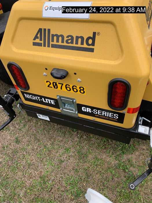 2022 Allmand NLV3GR (4) LED Light Fixture 350W, 23' Vertical Mast, 3kW Prime, Towable, Deep Sea L401, Leveling Jacks, Yanmar T4F 5.8hp