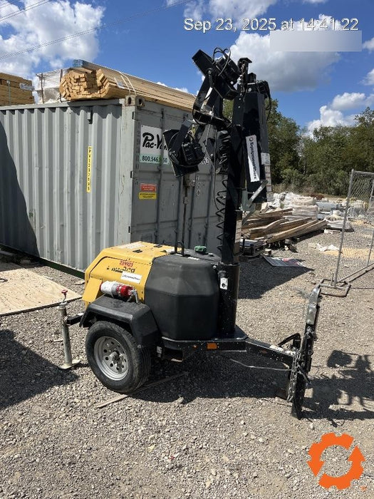 2022 Allmand NLV3GR (4) LED Light Fixture 350W, 23' Vertical Mast, 3kW Prime, Towable, Deep Sea L401, Leveling Jacks, Yanmar T4F 5.8hp