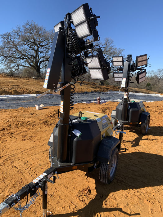 2022 Allmand NLV3GR (4) LED Light Fixture 350W, 23' Vertical Mast, 3kW Prime, Towable, Deep Sea L401, Leveling Jacks, Yanmar T4F 5.8hp