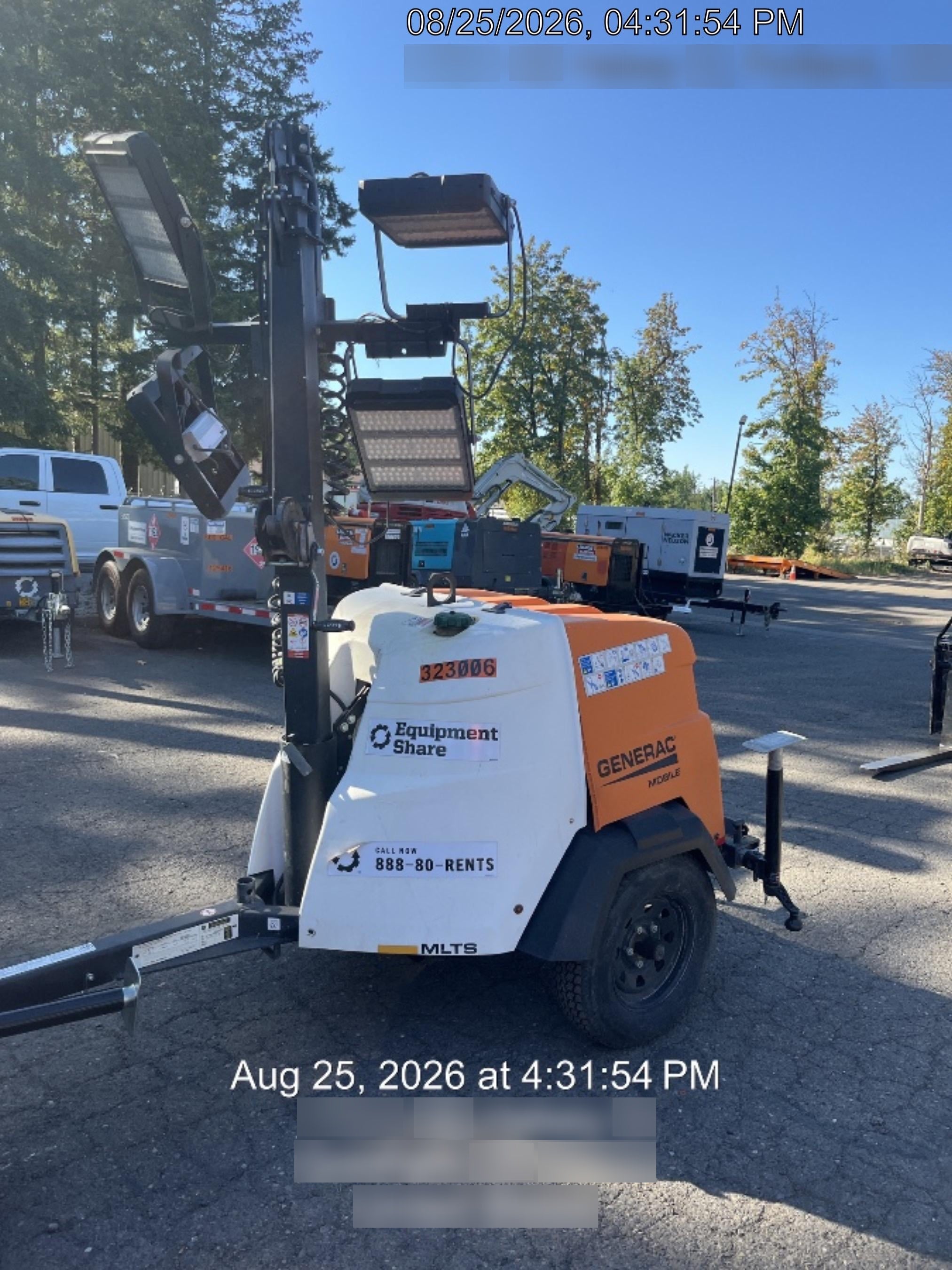 2023 Generac MLT2 Diesel, Flex Switch 120V Input, Powerzone Controller, (4) 320W LED Lights, 4kW Generator, 39.9 Gal Fuel Tank, 2" Ball, T3