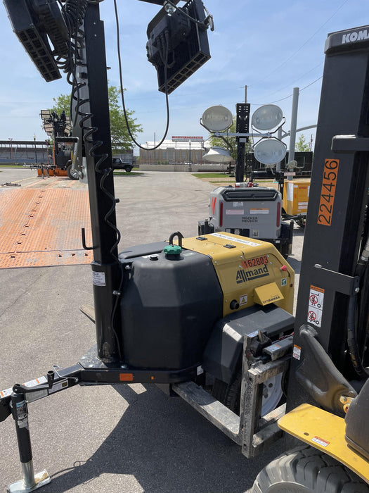 2021 Allmand NLV3GR (4) LED Light Fixture 350W, 23' Vertical Mast, 3kW Prime, Towable, Deep Sea L401, Leveling Jacks, Yanmar T4F 5.8hp