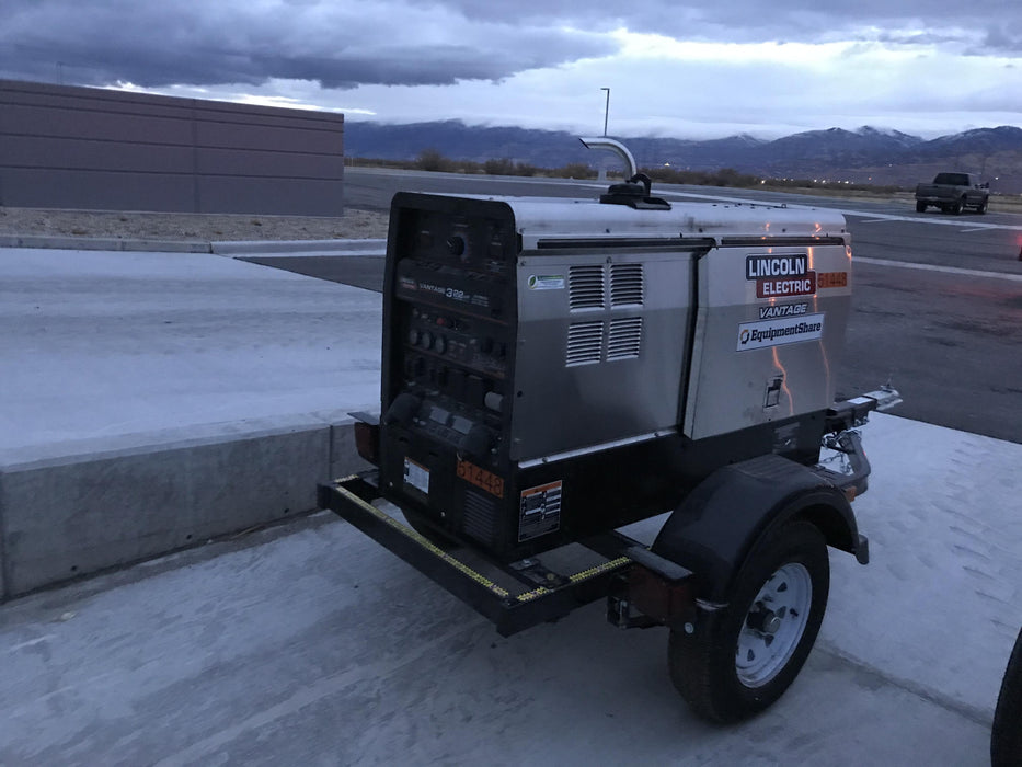 2019 Lincoln Electric Vantage 322 Ready-Pak 3, Two Wheel Trailer, Fender and Light Kit, Cable Rack