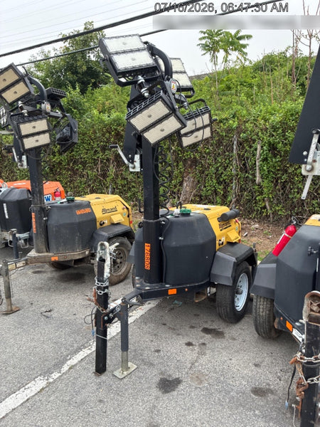 Allmand NLV3GR (4) LED Light Fixture 350W, 23' Vertical Mast, 3kW Prime, Towable, Deep Sea L401, Leveling Jacks, Yanmar T4F 5.8hp
