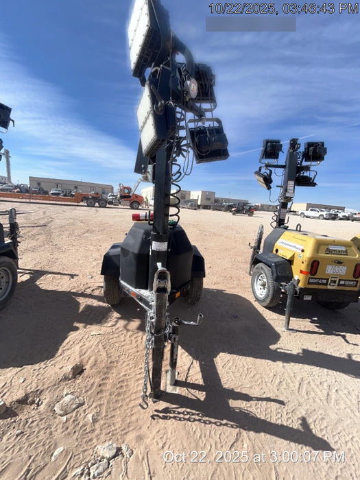 2022 Allmand NLV3GR (4) LED Light Fixture 350W, 23' Vertical Mast, 3kW Prime, Towable, Deep Sea L401, Leveling Jacks, Yanmar T4F 5.8hp