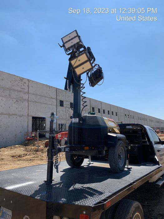 2022 Allmand NLV3GR (4) LED Light Fixture 350W, 23' Vertical Mast, 3kW Prime, Towable, Deep Sea L401, Leveling Jacks, Yanmar T4F 5.8hp