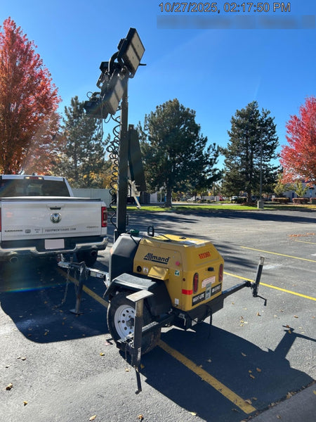 2021 Allmand NLV3GR (4) LED Light Fixture 350W, 23' Vertical Mast, 3kW Prime, Towable, Deep Sea L401, Leveling Jacks, Yanmar T4F 5.8hp