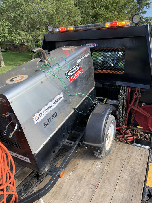 2019 Lincoln Electric Vantage 322 Welder Ready-Pak 3, Two wheel trailer, Fender and Light kit, Cable Rack