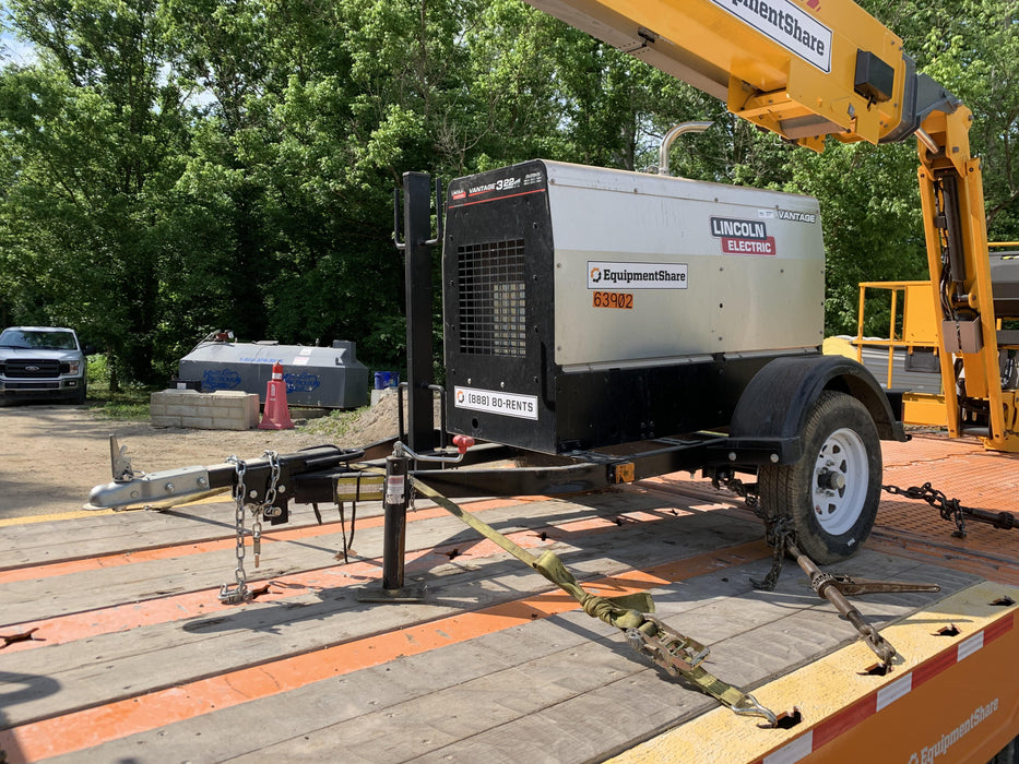 2019 Lincoln Electric Vantage 322 Welder Ready-Pak 3, Two wheel trailer, Fender and Light kit, Cable Rack