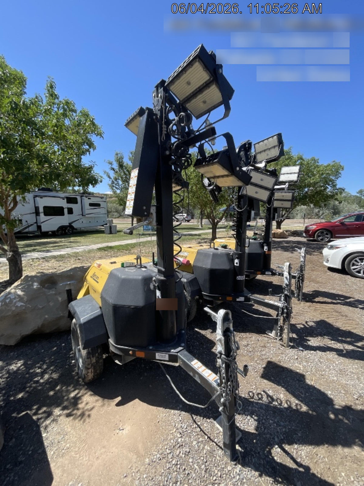 2022 Allmand NLV3GR (4) LED Light Fixture 350W, 23' Vertical Mast, 3kW Prime, Towable, ES Decals, T3