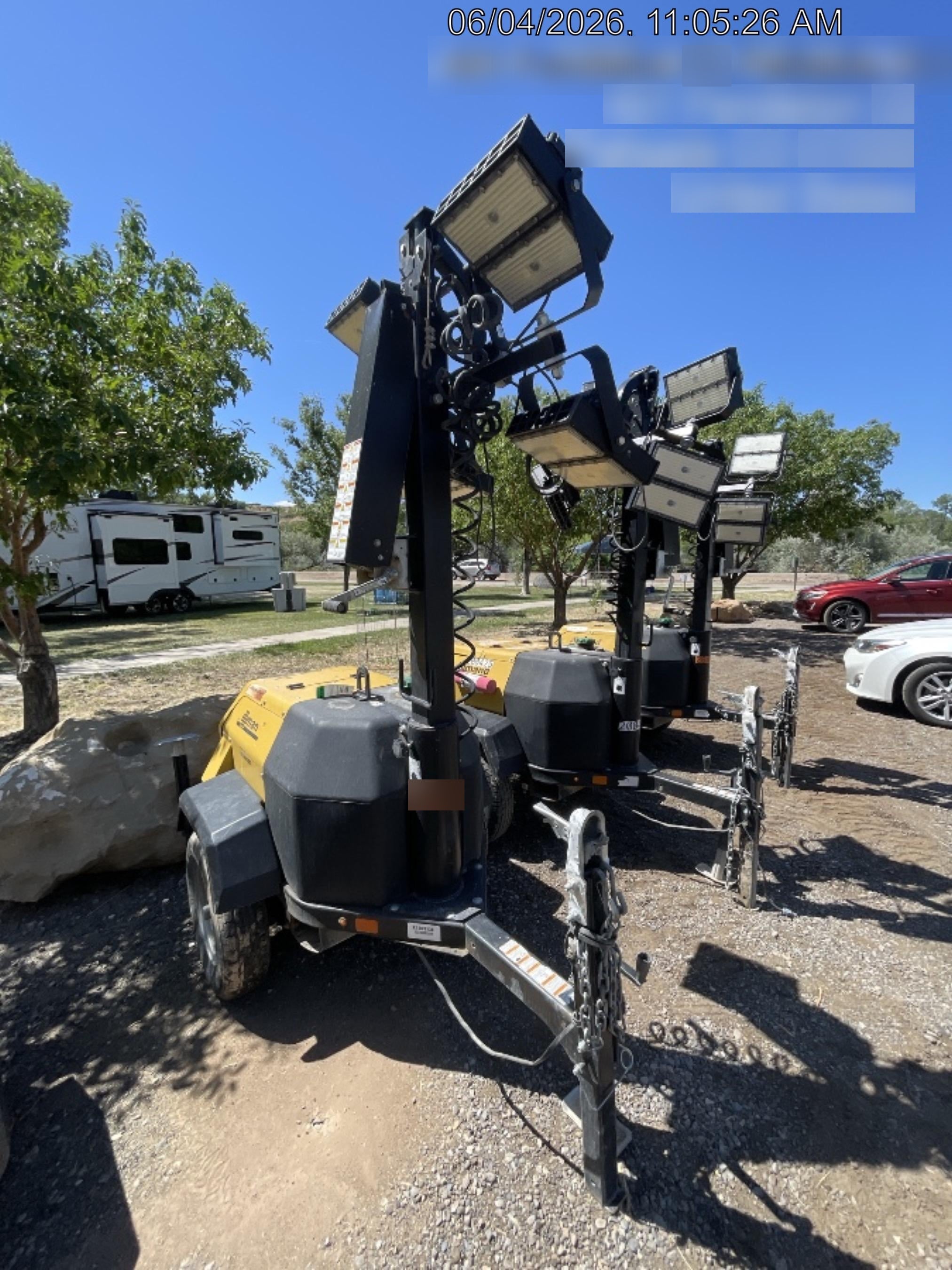 2022 Allmand NLV3GR (4) LED Light Fixture 350W, 23' Vertical Mast, 3kW Prime, Towable, ES Decals, T3