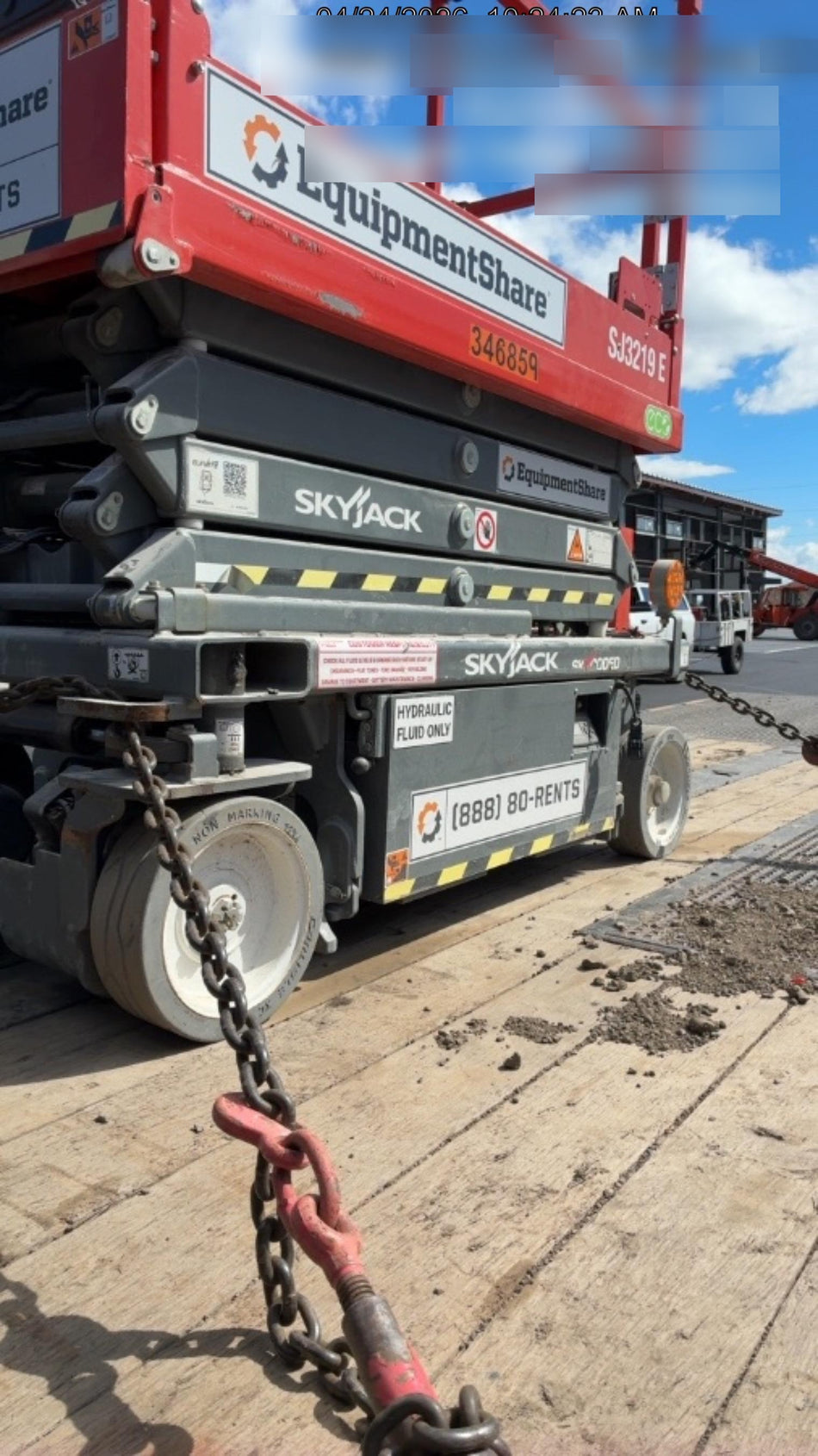 2020 Skyjack SJIII-3219 Solid NM Tires, Half height spring hinged entry gate, Dual Beacons, 800W Inverter