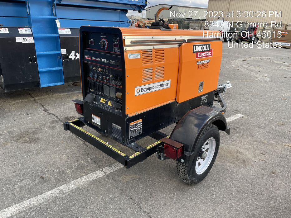 2021 Lincoln Electric Vantage 322 Vantage 322 Ready Pak 3 w/ Decals, ORANGE (includes trailer, cable rack, fender light kit) NO Telematics