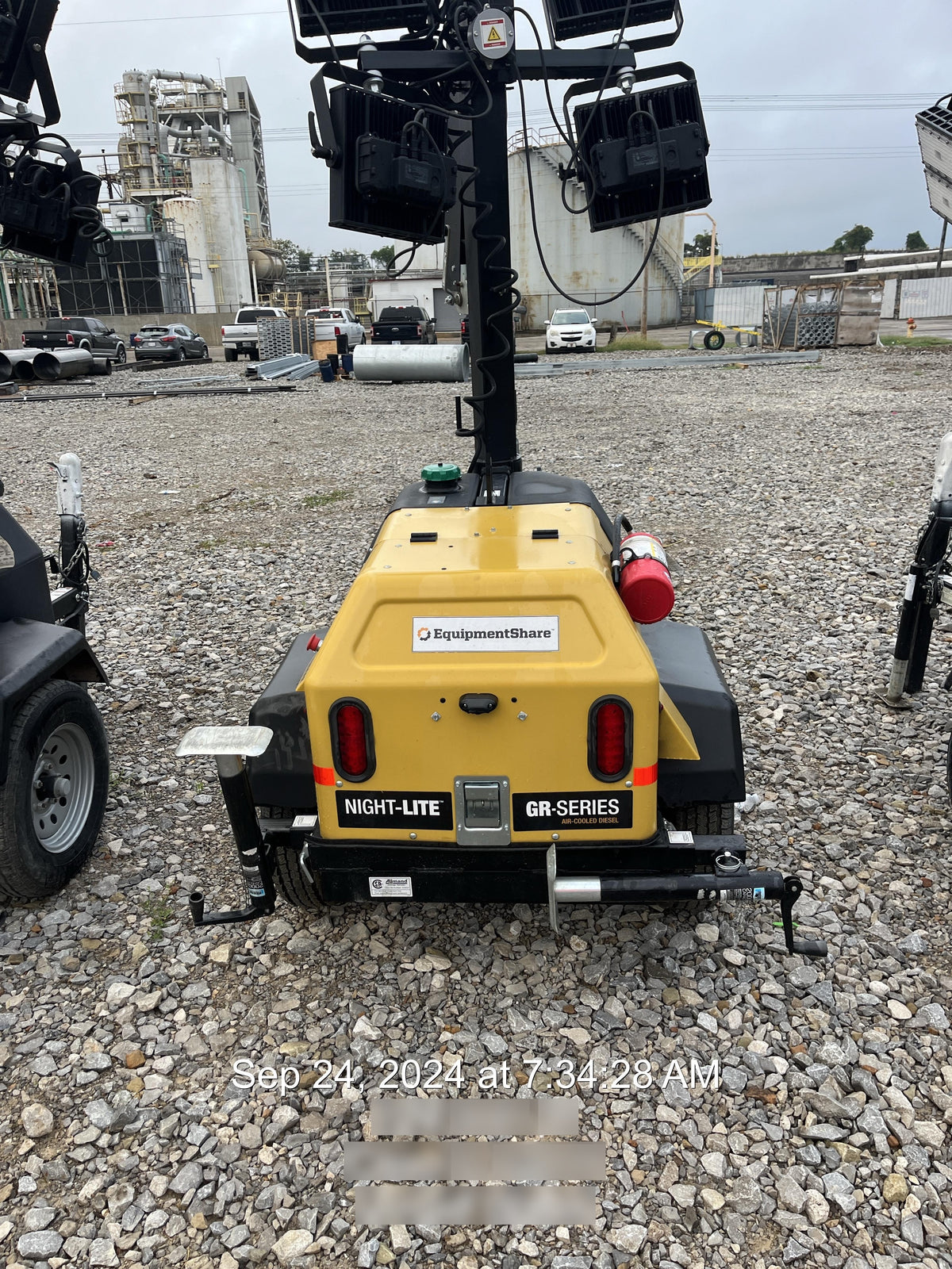 2022 Allmand NLV3GR (4) LED Light Fixture 350W, 23' Vertical Mast, 3kW Prime, Towable, ES Decals, T3