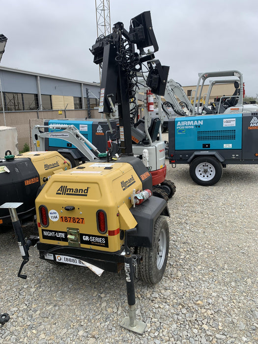 Allmand NLV3GR (4) LED Light Fixture 350W, 23' Vertical Mast, 3kW Prime, Towable, Deep Sea L401, Leveling Jacks, Yanmar T4F 5.8hp