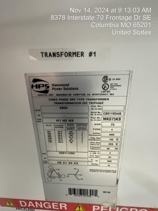 2022 TRYSTAR TF-75KVA480-208SDC-M-F