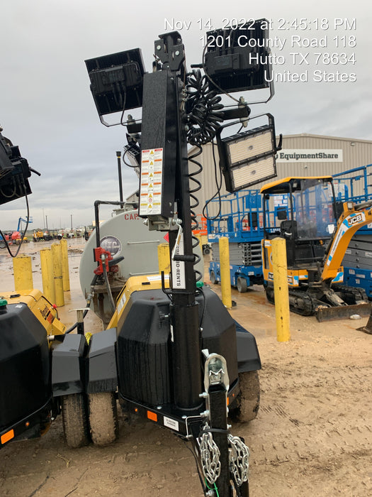 2022 Allmand NLV3GR (4) LED Light Fixture 350W, 23' Vertical Mast, 3kW Prime, Towable, Deep Sea L401, Leveling Jacks, Yanmar T4F 5.8hp