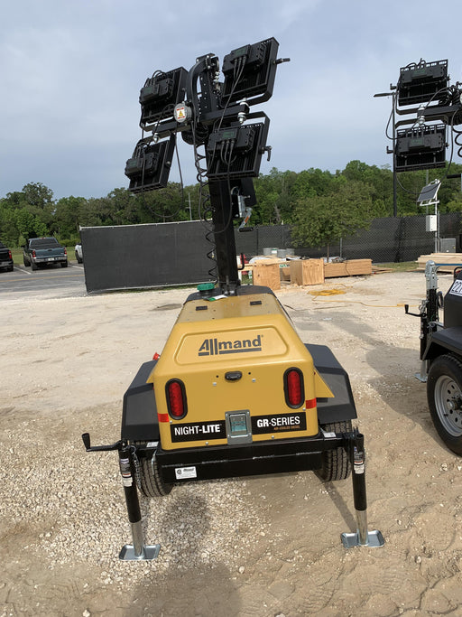 2022 Allmand NLV3GR (4) LED Light Fixture 350W, 23' Vertical Mast, 3kW Prime, Towable, Deep Sea L401, Leveling Jacks, Yanmar T4F 5.8hp